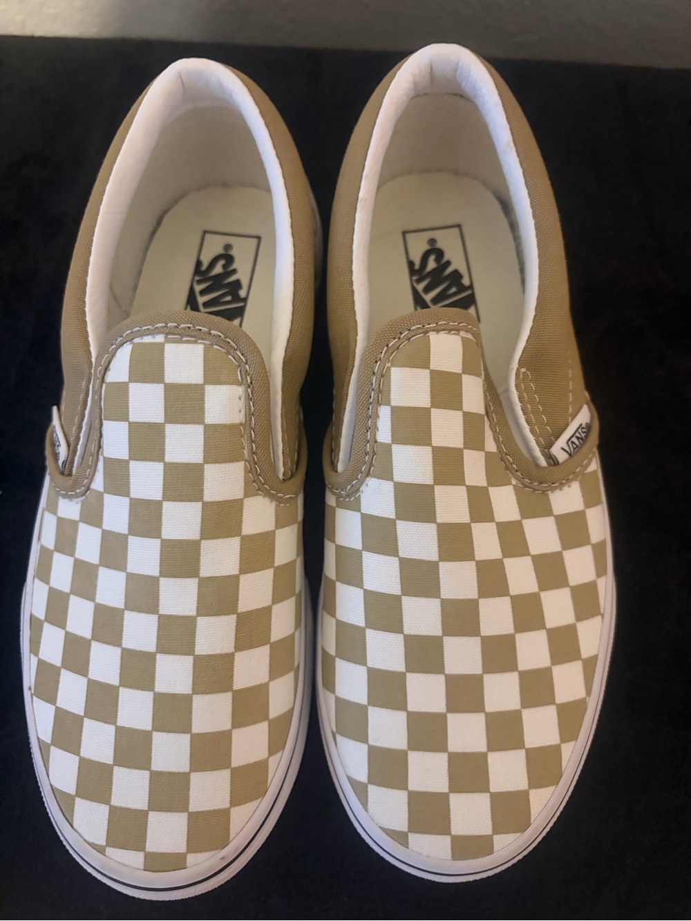 Vans Kids Slip-On Checkerboard Sneakers - Beige White